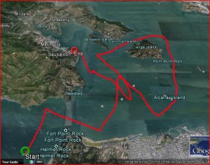 Partial Track of Pursuit: 18.9 nm, 8 hours, max speed 9.9 knots