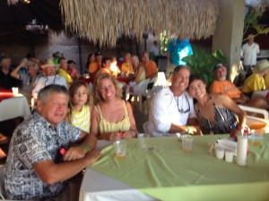 Steve, And Tina with their daughter Gracie from Sea Horse, and Bruce and Sandy from Corbett Rose at the La Paz welcoming party