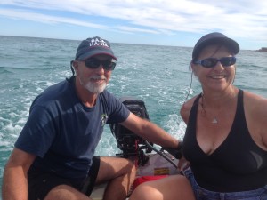 Rick and Cindy exploring in the dinghy