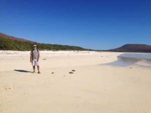 The only footprints on the entire beach are ours