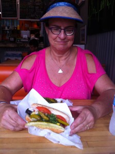 A Chicago style hot dog; Rick insisted - and they forbid me to put catsup on it!