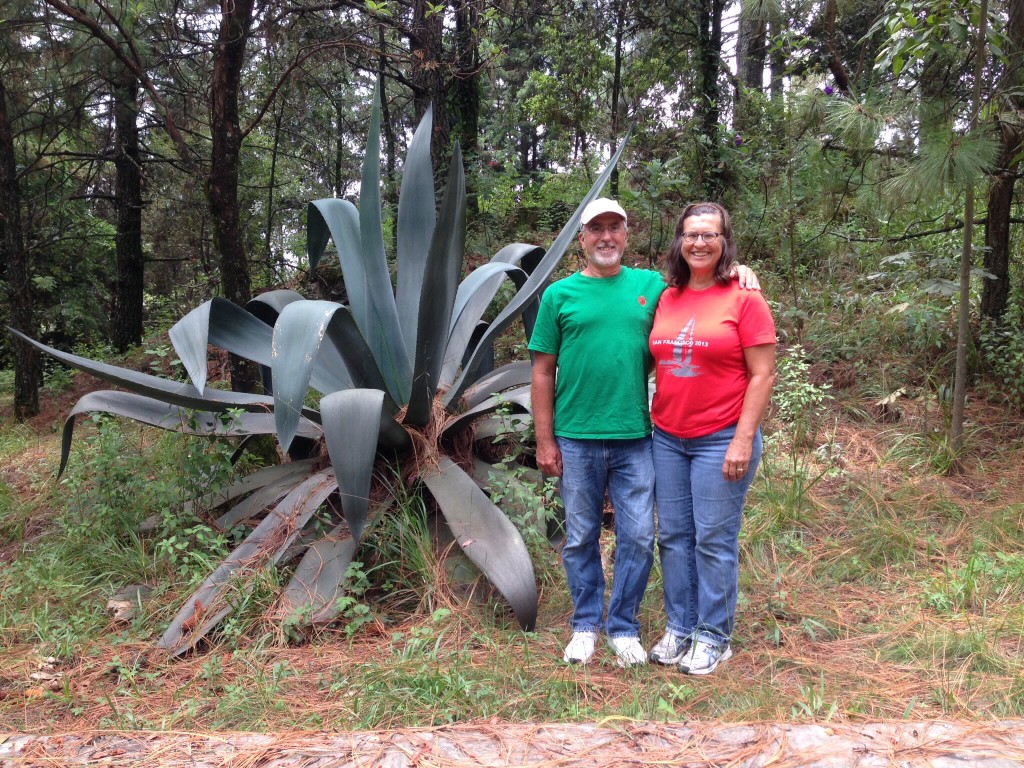 Rick and Cindy by a huge agave plant on Delia and Eu's property