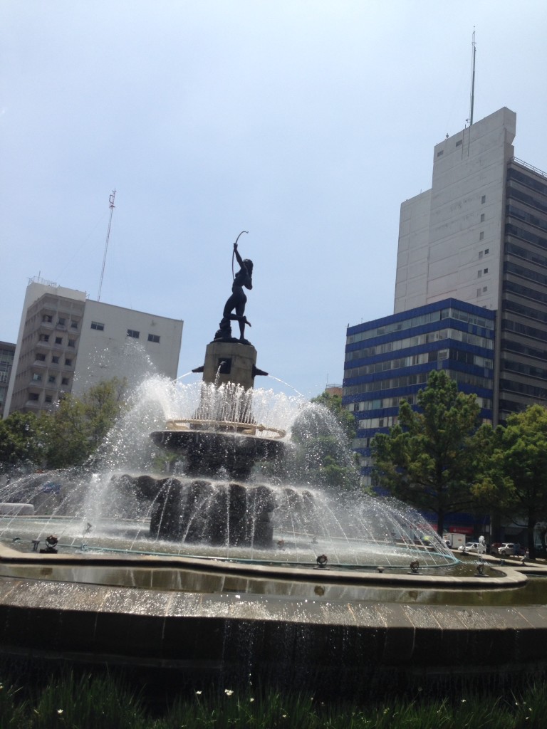 One of the beautiful fountains and sculptures on Paseo de la Reforma.  This is Diana the Huntress