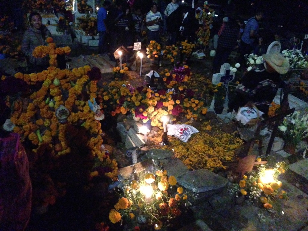 A typical gravesite decorated by the family of the deceased, in the Janitzio cemetary