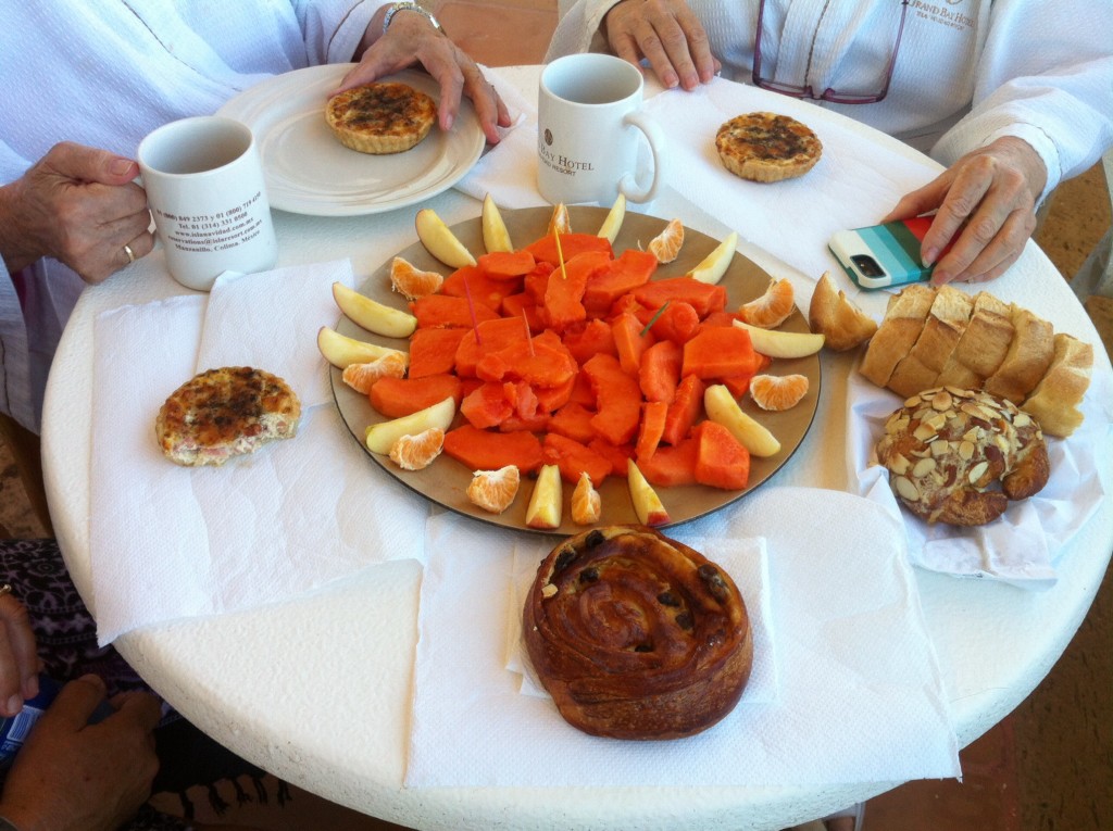 We promised Mom fresh papaya every morning, so we bought some in town, cut it up on the boat, and brought it to her room every morning along with baked goodies freshly purchased from the French Baker