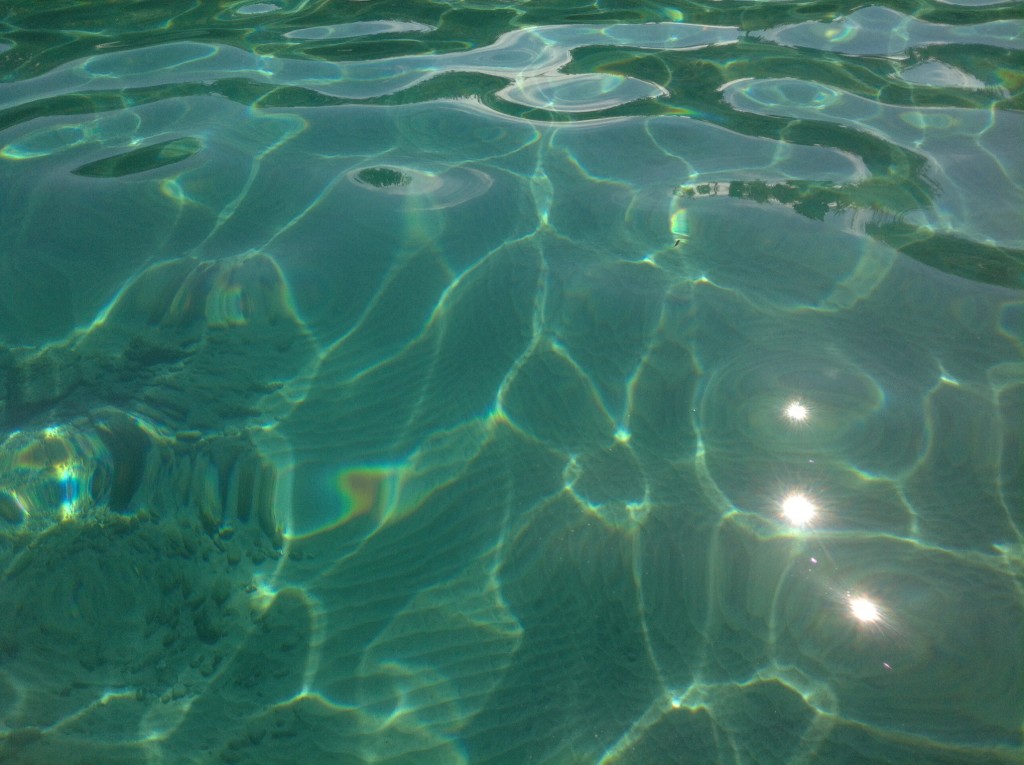 The crystal clear water off the Isla where we anchored